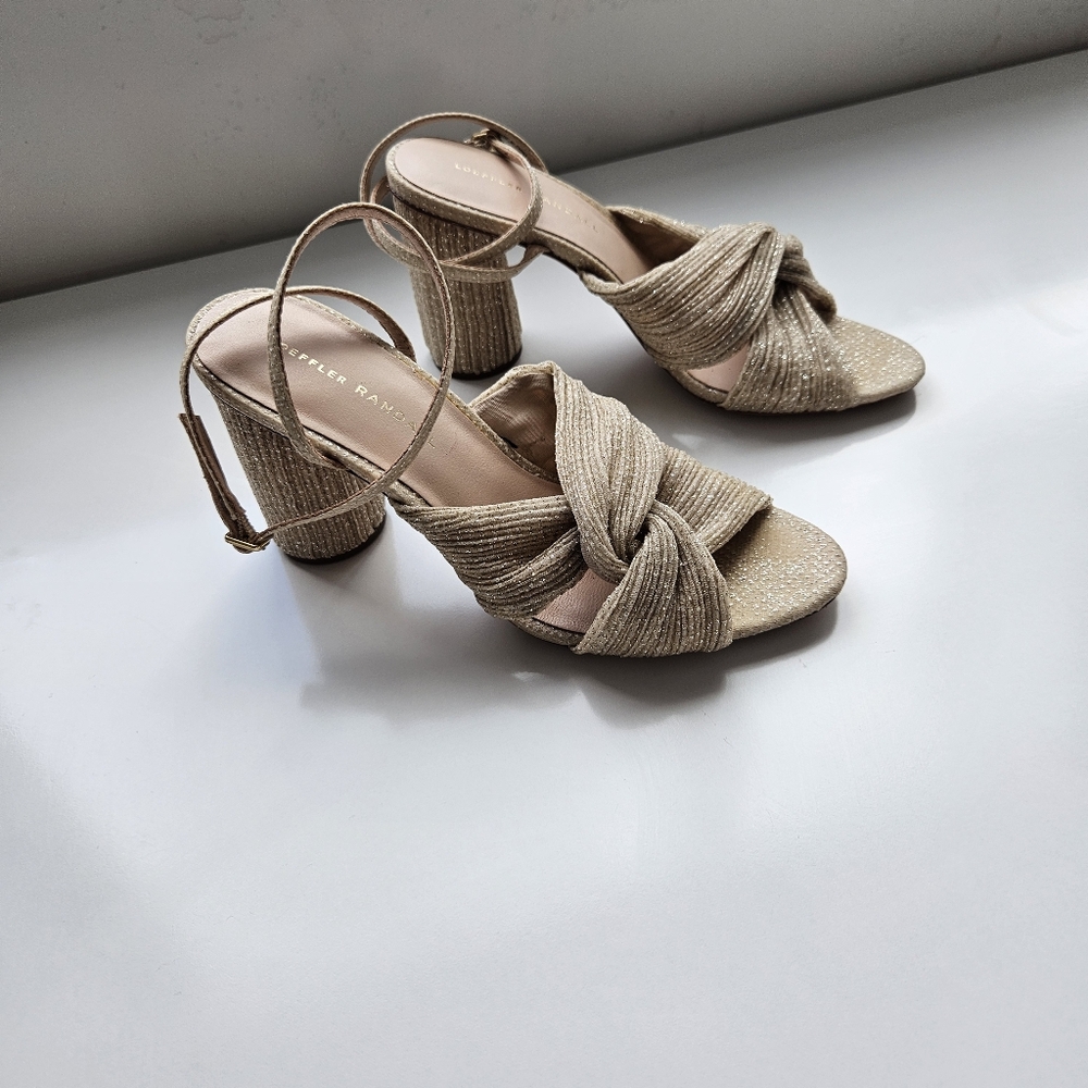 Loeffler Randall Camillia Sand Pleated Bow Collumn Heel Sandal - Picture 2 of 14
